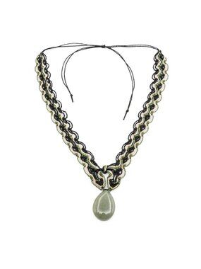 Handmade Macrame Aventurine Pendant Necklace Adjustable 14 to 29 Inches